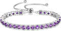 FANCIME Birthstone Bracelet Jewelry for Women Sterling Silver Tennis Bracelet Classic Bolo Adjustable Chain Fine Jewelry Anniversary Birthday Gifts for Women Mom Wife Her