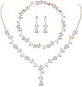 GZWHD Wedding Jewelry Sets for Bride Bridesmaid Women Cubic Zirconia Necklace Earrings Bracelet Set Gift for Mother Friend Wife Daughter Sister Party Prom Jewelry