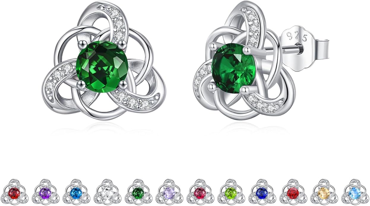 MEDWISE 925 Sterling Silver Birthstone Stud Earrings for Women Birthday Jewelry Gifts for Daughter Mother Women Valentines Day Gifts for Her