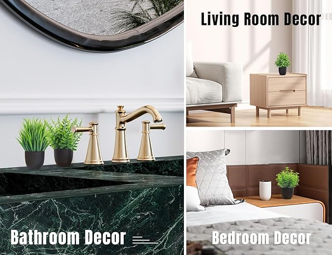 Der Rose 4 Pack Small Fake Plants in Black Pots, Bathroom Office Decor | - Image 6