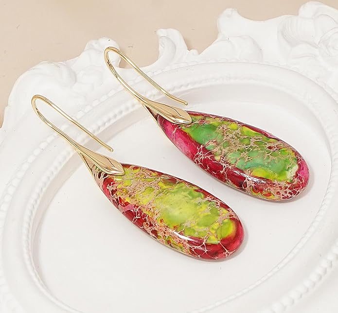 Natural Stone Earrings Waterdrop Stone Dangle Earrings for Women