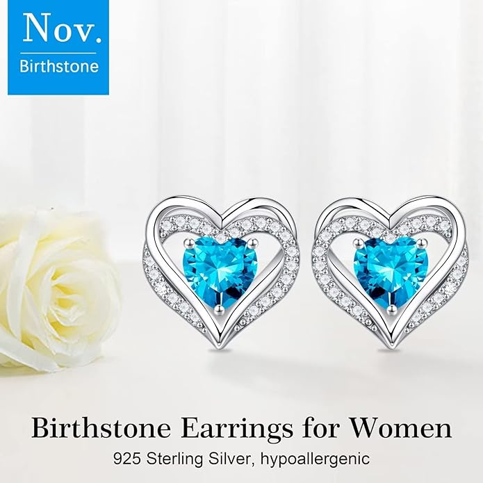 Iefil Valentine Day Gifts for Her - 925 Sterling Silver Heart Stud Earrings Birthday Gifts for Women