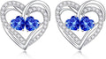 Iefil Valentines Day Gifts for Her, 925 Sterling Silver Heart Birthstone Earrings, Anniversary Birthday Gifts for Women, Birthstone Jewelry for Her Wife Girlfriend Mom