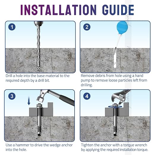 1/2 Concrete Anchors, 1/2 Wedge Anchors Bolts, 4-1/4" L, equipment bases - Image 6