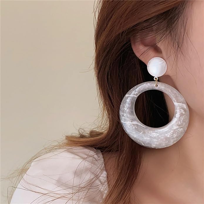 70s Earrings Retro White Acrylic Hoop Earrings 70s Accessories for Women 70s Jewelry Disco Outfits for Women