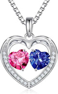 Iefil Valentines Day Gifts for Her - 925 Sterling Silver Heart Birthstone Necklace, Anniversary Birthday Gifts for Women Wife Girlfriend Mom Her