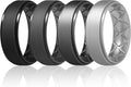 Egnaro Men's Rings 8.5mm Wide-2mm Thick Inner Arc Ergonomic Breathable Rubber Wedding bands-Hypoallergenic for Gym/Outdoor/Gift((1-7 Variety Pack with Half Size)