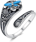 JKR Turquoise Spoon Rings for Women Sterling Silver Vintage Antique Thumb Ring Boho Jewelry Anniversary Birthday Gift for Wife Her Mom