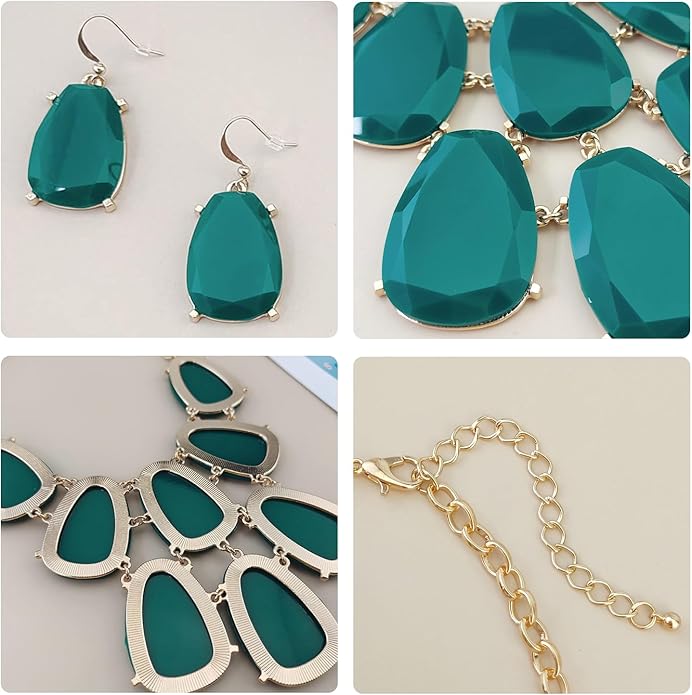 Firstmeet Chunky Bubble Statement Collar Necklace with Earrings for Women