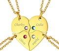 FindChic Personalized Matching BFF Necklace for 2/3/4/5/6 Puzzle Name Heart Pendant Stainless Steel Couple Necklace Set Customized Necklaces for Teen Girls
