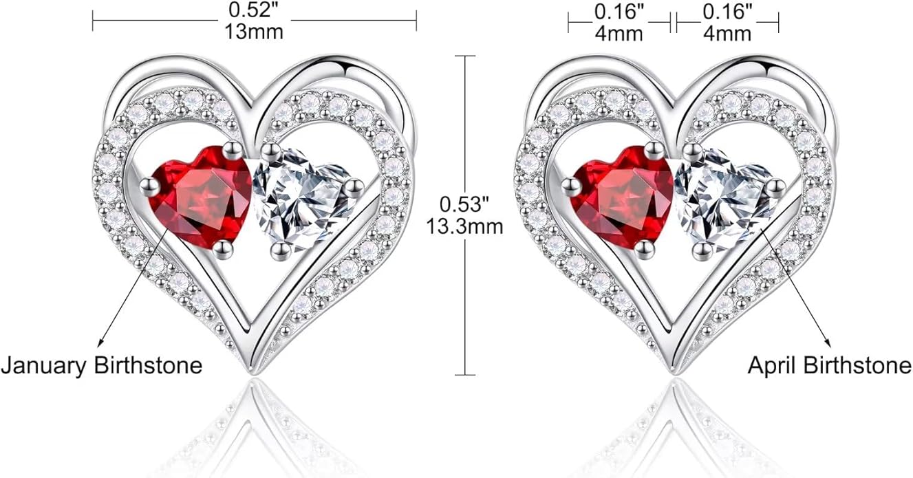 Iefil Valentines Day Gifts for Her - 925 Sterling Silver Birthstone Earrings, Anniversary Birthday Gifts for Women Wife Girlfriend Mom