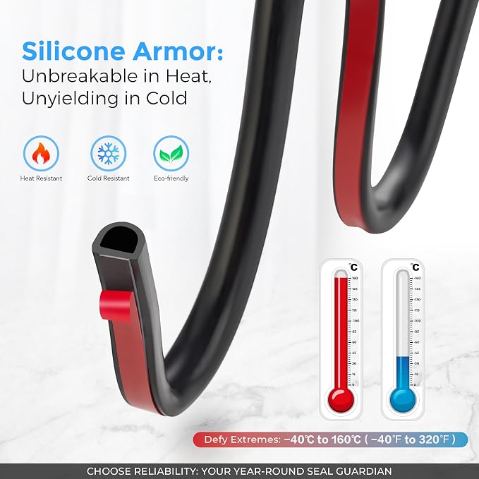 Ravinte Weather Stripping Door Seal Strip, 23 FT D-Shaped Silicone, 3/8 x 1/4 in - Image 3