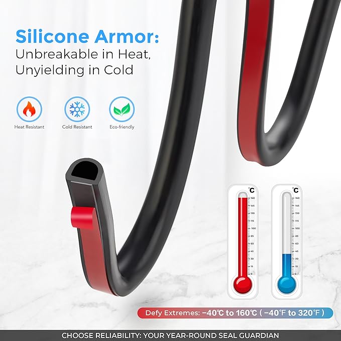 Ravinte Weather Stripping Door Seal Strip, 23 FT D-Shaped Silicone, 9/16 x - Image 3