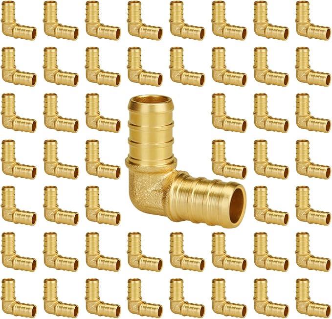 50-Pack 1/2" PEX 90 Degree Elbow, PEX Fittings 1/2 Inch | Brass by SUNGATOR