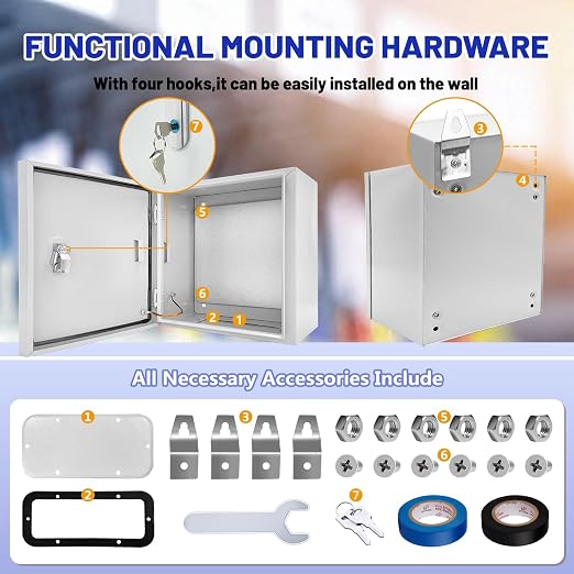 Electrical Junction Box 12x12x8, NEMA 4X IP66 Steel Enclosure Box | 1.5mm steel - Image 5
