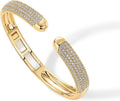 PAVOI 14k Gold Plated Cuff Bracelets | CZ Cuff Gold Bracelets for Women with Premium Pave Setting | Waterproof Hypoallergenic Jewelry | Trendy Elegant Style | 7-Inch Bangle Design
