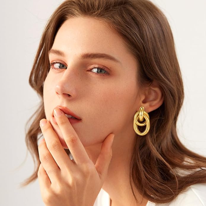 Gold Geometric Drop Dangle Earrings for Women Long Link Dangle Earrings Jewelry Gift