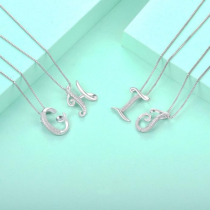 STARCHENIE Initial Necklace for Women 925 Sterling Silver Letter A-Z Pendant 26 Alphabet Jewelry