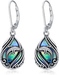 Animal Earrings 925 Sterling Silver Abalone Shell Dangle Drop Earrings Leverback Earrings Cute Animal Jewelry Gifts for Women Girlfriend