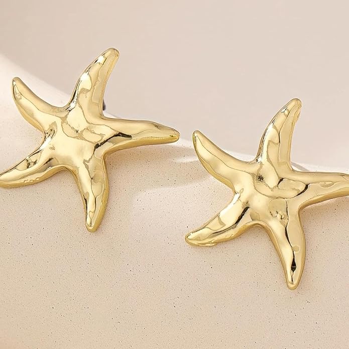 Starfish Stud Earrings for Women Gold Starfish Trendy Drop Dangle Earrings Hypoallergenic Summer Beach Ocean Jewelry