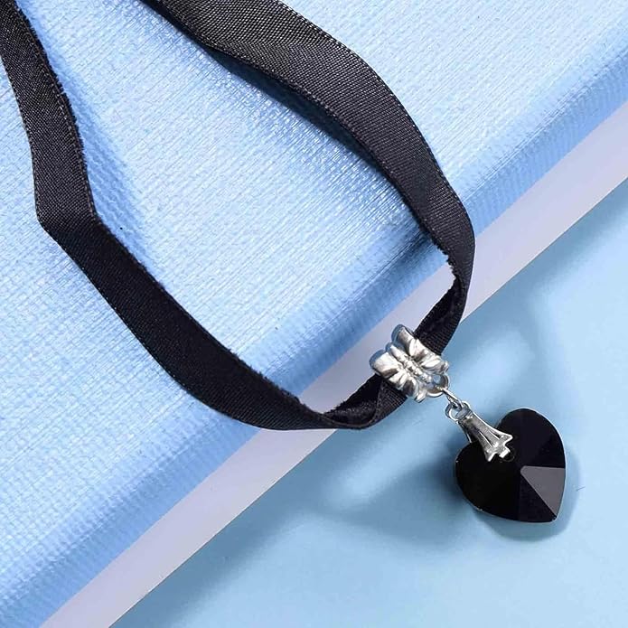 Fesciory Black Necklaces for Women, Adjustable Layered Velvet Leather Lace Collar Necklace, Goth Jewelry Gifts.