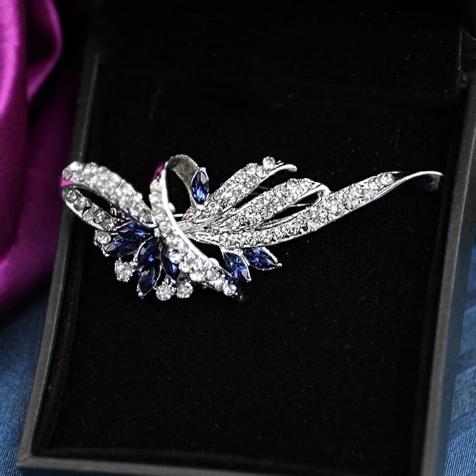Created Crystal Brooch Fancy Vintage Style Flower Brooch Pin for Women, girls, ladies with Blue/Purple Created Crystal | Vintage Fashion | Brooches and Pins for Women | Ladies Jewelry