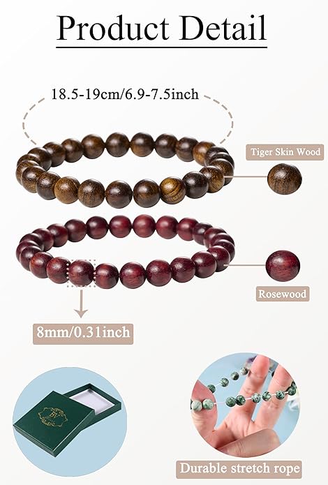 Bivei Natural Gemstone Semi Precious Healing Crystals Handmade Stretchy Round Beads Bracelet,Stocking Stuffers for Women Enhance Positive Energy