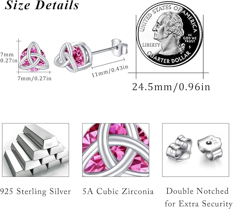 MEDWISE 925 Sterling Silver Birthstone Stud Earrings for Women Birthday Jewelry Gifts for Daughter Mother Women Valentines Day Gifts for Her