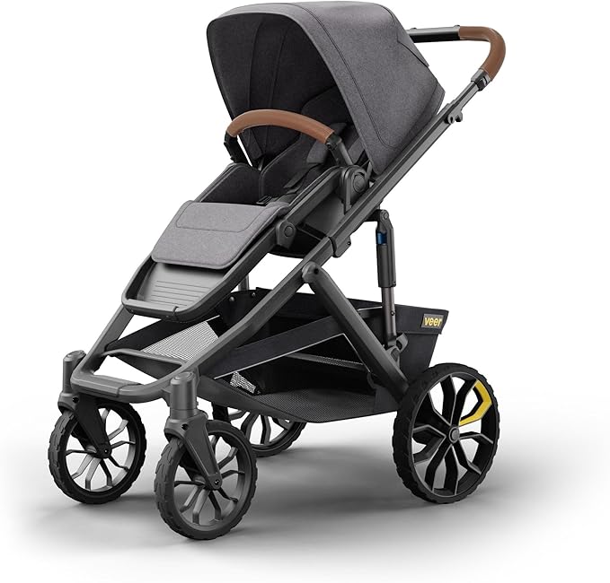 Veer Switch&Roll Stroller with Leather Grips and Leather Bumper Bar | 4 Wheel All-Terrain Stroller with Switchback Seat | Shock Absorbing, Durable, Maneuverable, Collapsible