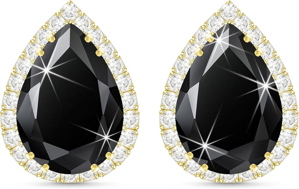 Linawe Women Stud Earrings, Teardrop Diamond Moissanite Cubic Zirconia Earrings Studs Rhinestone Jewelry Gold/Silver/Rose Gold