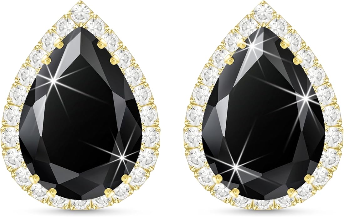 Linawe Women Stud Earrings, Teardrop Diamond Moissanite Cubic Zirconia Earrings Studs Rhinestone Jewelry Gold/Silver/Rose Gold
