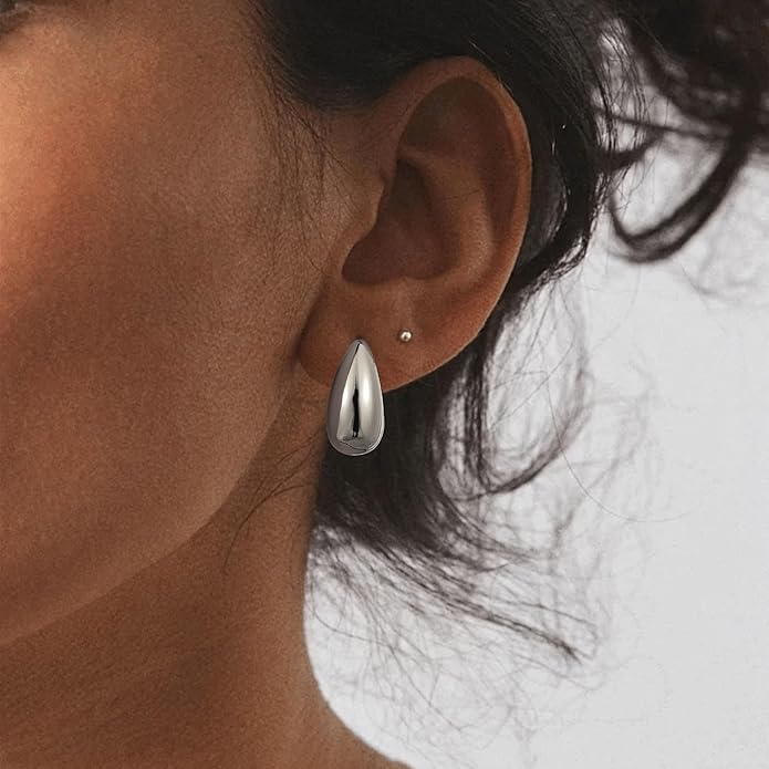 Gacimy Chunky Earrings for Women, Teardrop Earrings with 925 Sterling Silver Post, 14K Gold Plated Statement Drop for Women