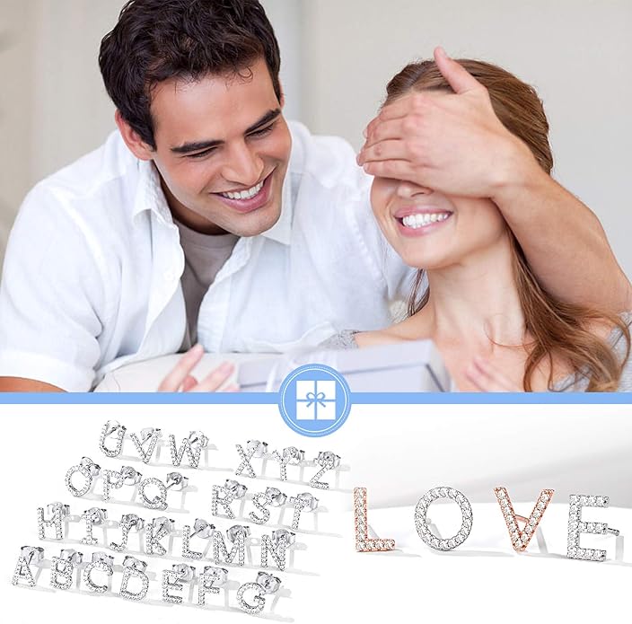 Silver Letter Stud Earrings for Women with Alphabet H Solid Silver Ear Jewelry for Sensitive Ears Wearing