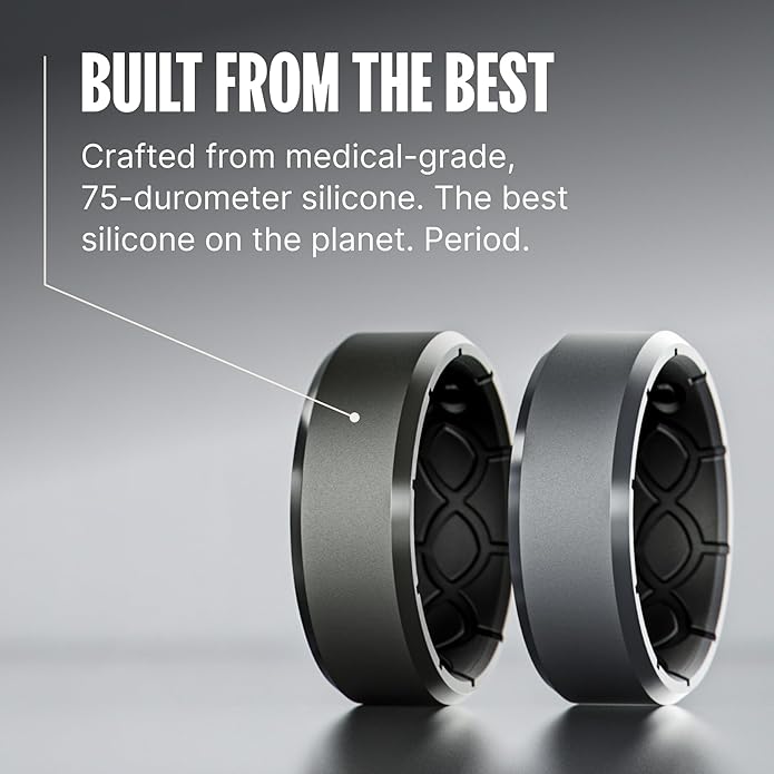 Groove Life Zeus Anti Stretch Silicone Ring Breathable Silicone Rings for Him and Her, Unique Design, Comfort Fit Ring