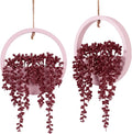 2 Pack Fake Plants Artificial Wall Hanging Succulents Plant | Boho Hanging by Hobyhoon