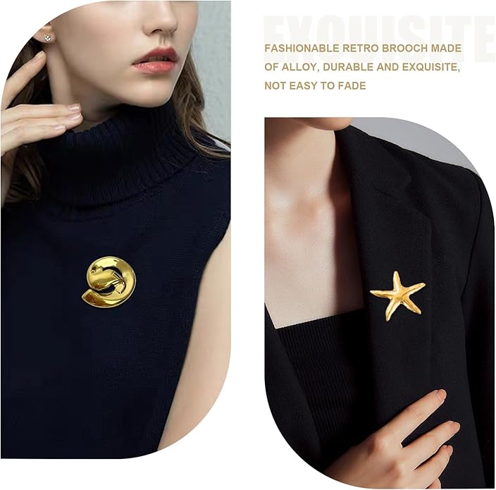 Minimalist Metal Brooch for Women, Unique Irregular Shape Pin Jewelry, Sun, Snail, Starfish & Abstract Design Brooches, Fashion Accessories for Coat, Dress, Scarf, Bag