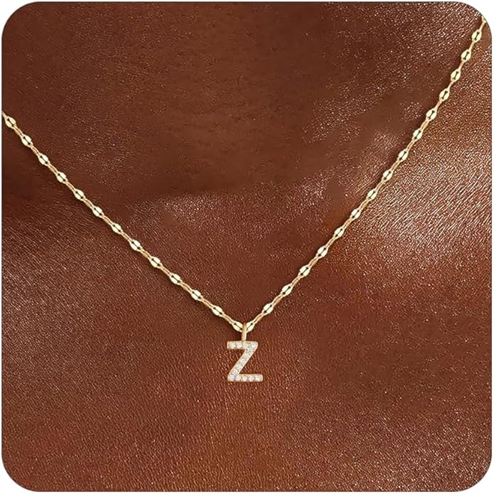 Initial Necklaces for Women,14K Gold Plated Necklaces, A-Z Letter Pendant Charm Necklace Trendy Dainty Hypoallergenic CZ Custom Personalized Name Necklace Gold Jewelry Birthday Christmas Gift for Her
