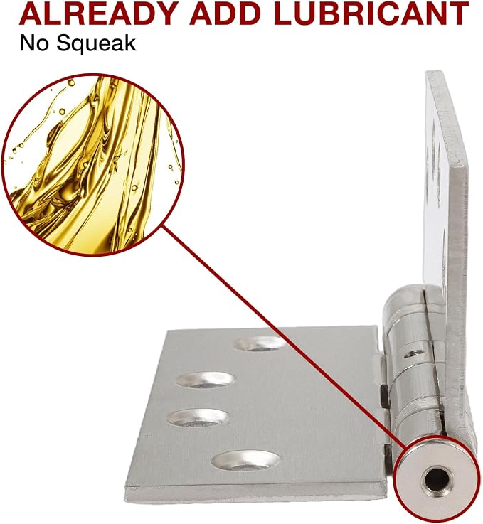 TDCHINGES Heavy Duty Door Hinges Brushed Nickel 4.5 Inch x 4 1/2" Square | 12 - Image 3