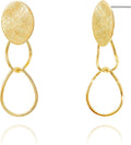 OZEL Gold Dangle Earrings for Women Brushed Finish, Matte Gold Statement Jewelry, 14k Gold Plated