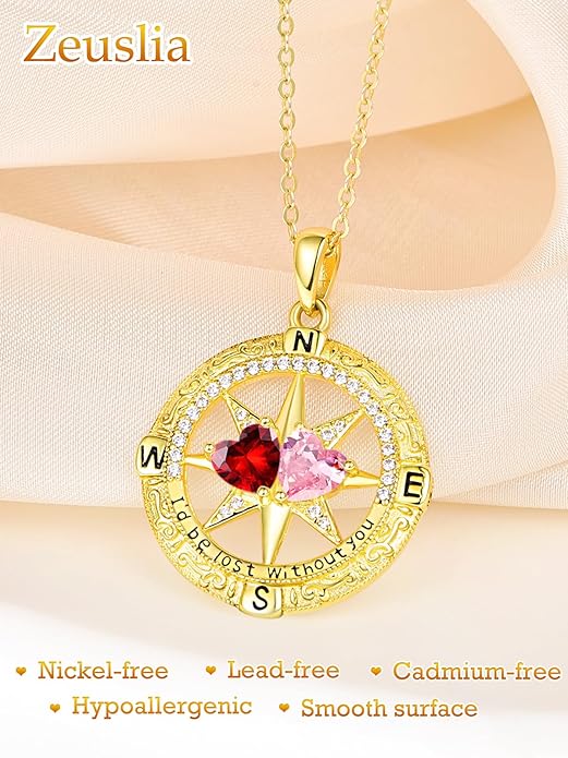 Valentine's Day Gifts for Wife 925 Sterling Silver Double Birthstone Pendant Necklaces I Love You for Always and Forever Necklace Anniversary Birthday Gifts for Wife Girlfriend Mom Her