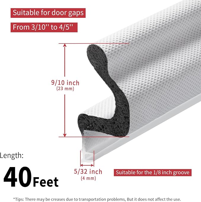 40 Feet Kerf Door Weather Stripping Door Seal, Long Reach V-Shaped Door Seal - Image 6