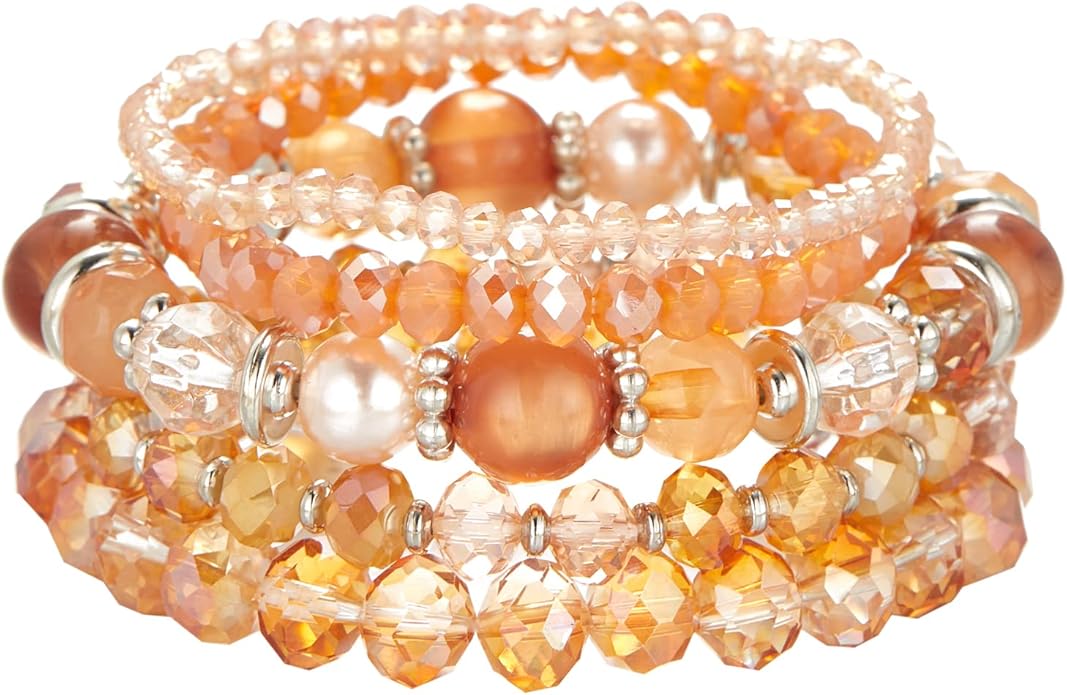 Noessla Beaded Boho Stretch Bracelet Colorful Stackable Crystal Beads Bracelets Trendy Costume Jewelry Mothers Day Gifts for Women
