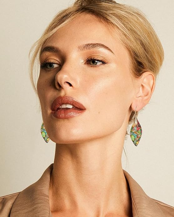 Natural Stone Earrings Multishape Dangle Drop Earrings Boho Stone Earring for Women