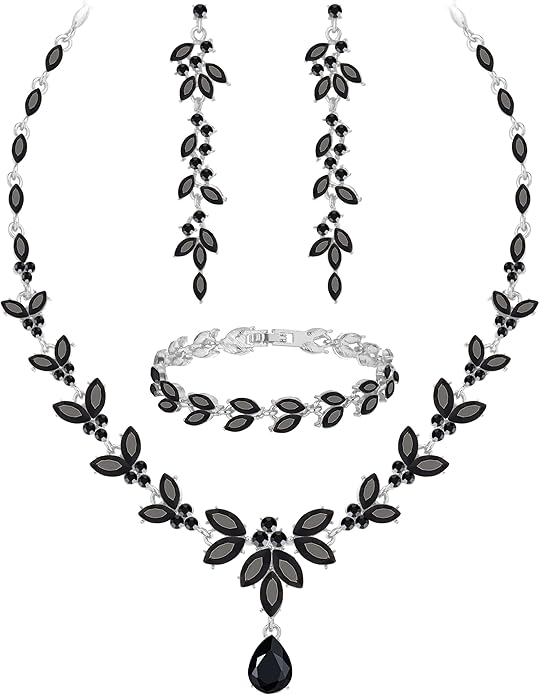 Wedding Jewelry Sets for Bride Bridesmaid Bridal Jewelry Set for Women Wedding Crystal Necklace Earrings Bracelet Set for Party Prom Jewelry