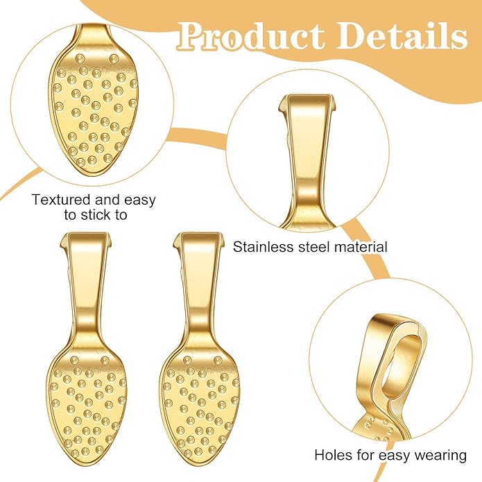 200 Pcs Jewelry Bails, Glue on Shovel Pendant Bails, Spoon Shaped Flat Pad Bail Pendant Charms, Alloy Jewelry Findings for DIY Necklace, Bracelet, Earring, Keychain Craft (Gold, Silver)