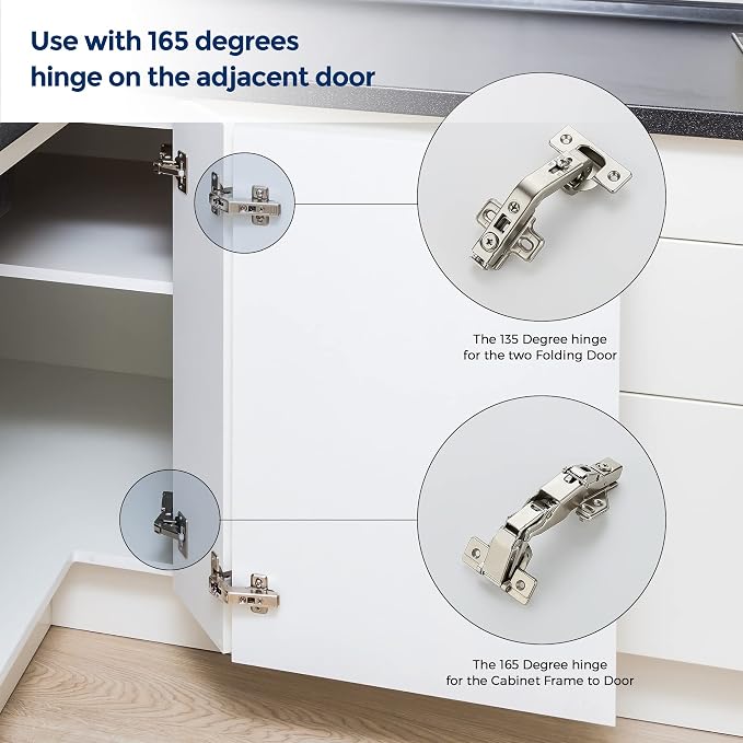 Ravinte Kitchen Cabinet Hinges, 135 Degree Door Hinges, 1 Pairs 2 Pack | - Image 9