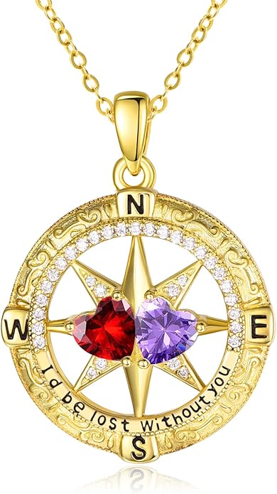 Valentine's Day Gifts for Wife 925 Sterling Silver Double Birthstone Pendant Necklaces I Love You for Always and Forever Necklace Anniversary Birthday Gifts for Wife Girlfriend Mom Her