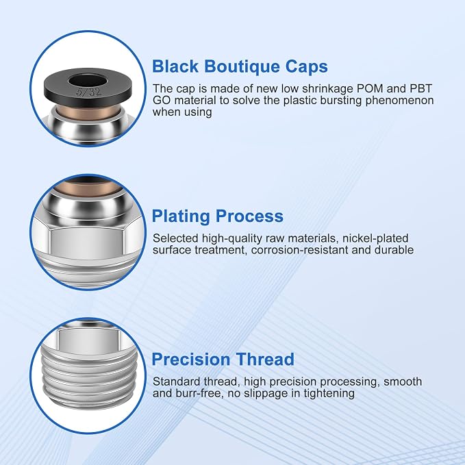 CNAODUN 12 Pcs Push to Connect Fittings 5/32 Inch Tube OD x 1/4 Inch NPT Thread - Image 3