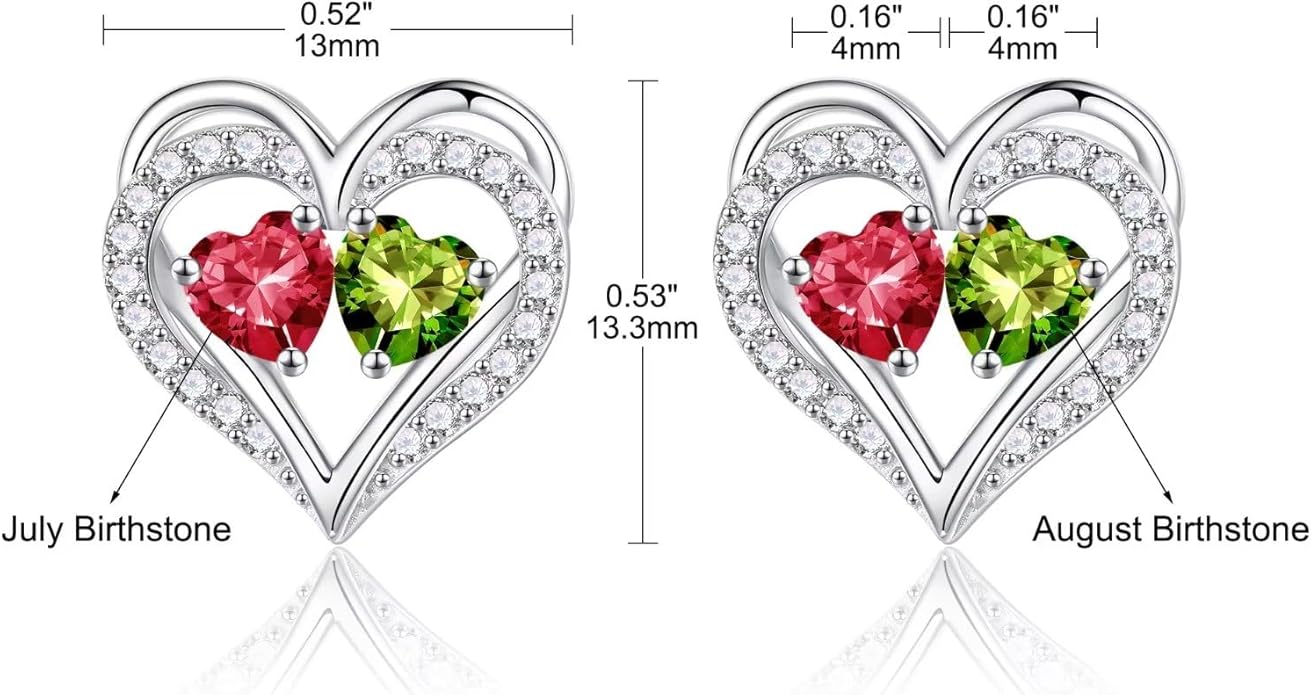 Iefil Valentines Day Gifts for Her - 925 Sterling Silver Birthstone Earrings, Anniversary Birthday Gifts for Women Wife Girlfriend Mom