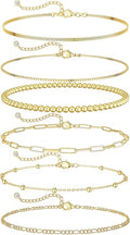 DEARMAY Gold Bracelets for Women Waterproof, 14K Gold Plated Jewelry Sets Trendy Thin Dainty Stackable Cuban Link Paperclip Chain Bracelet Pack Fashion Accessories Gifts for Womens